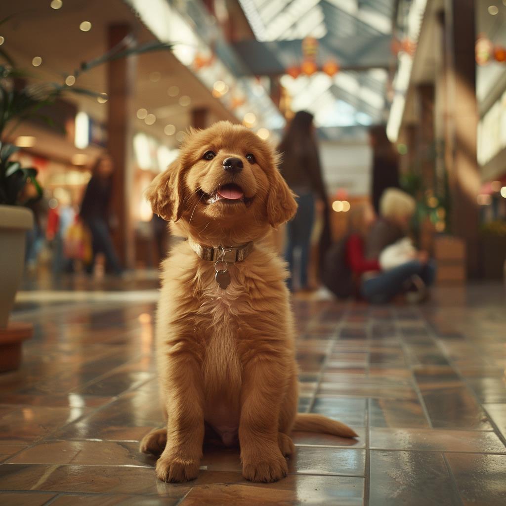 puppy-being-trained-at-mall